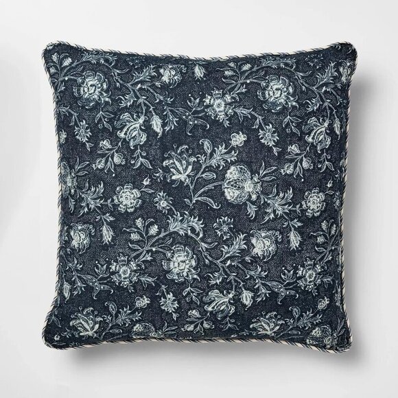 Square Navy Floral Pillow 20" – Threshold Studio McGee — Target Spring 2025 - Picture 1 of 6